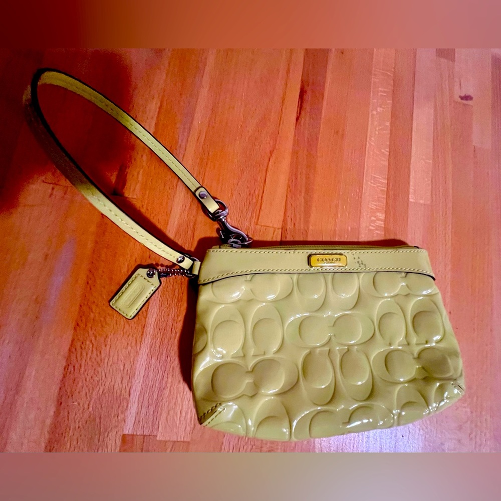 Coach Chartreuse Zippered Wristlet